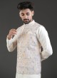 Readymade Multi Color Silk Embroidered Nehru Jacket